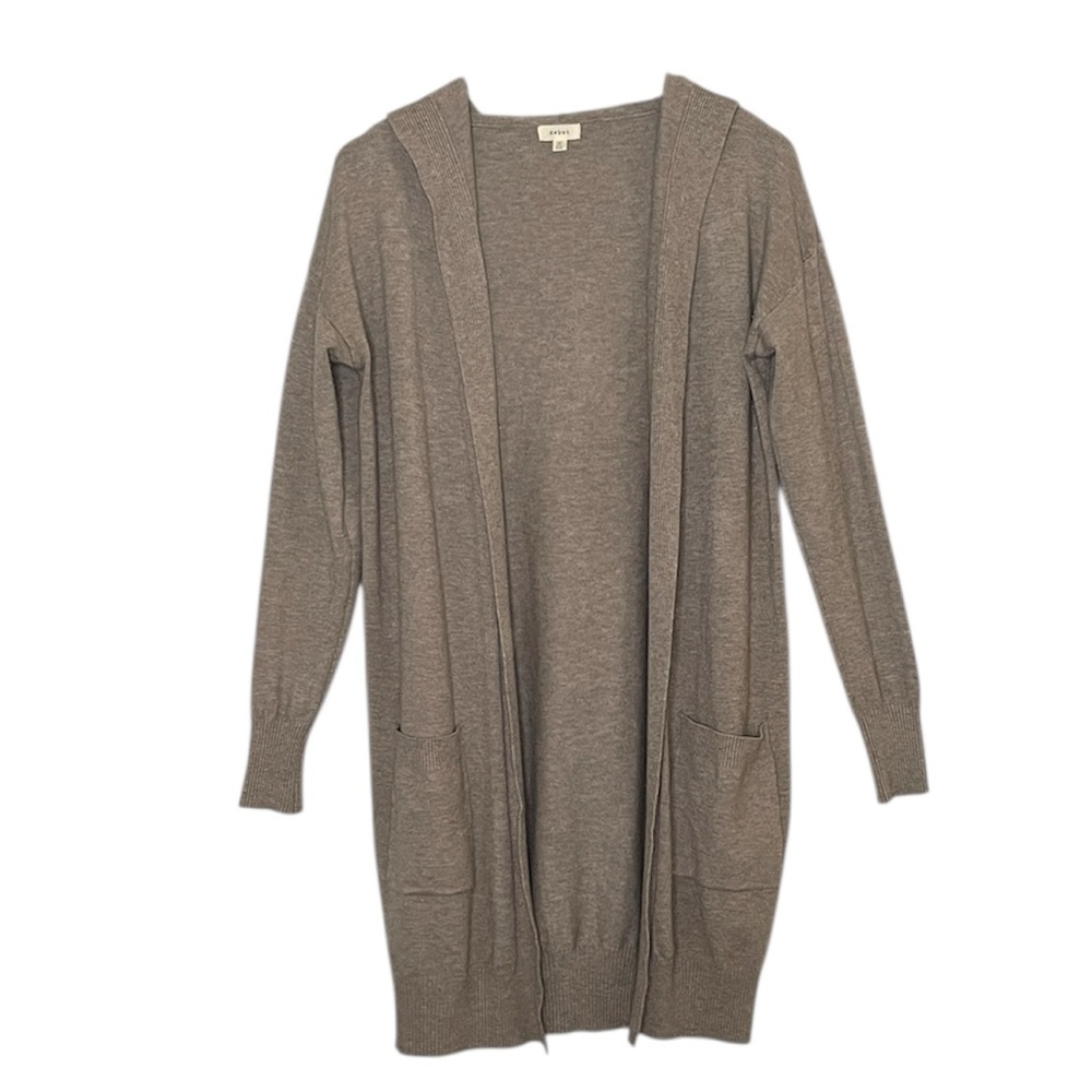 Debut Womens Open Front Tan Cardigan Sweater with Pockets Size Small/Medium